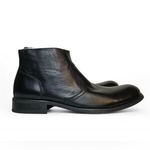 Etto Ballini Men’s Zip-Up Leather Boots – (Size 12, Black Nappa) | Brand New
